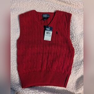 Polo by Ralph Lauren Kids V-Neck Red Sweater Vest 3T
